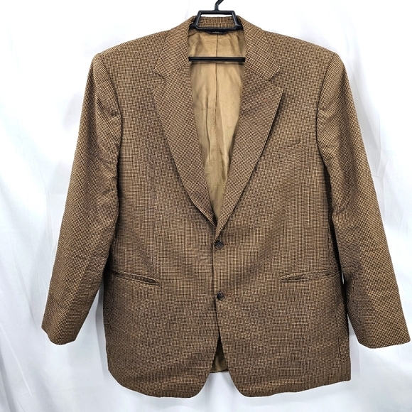 Brooks Brothers Other - Brooks Brothers Suit Jacket Men's Size 45 M Brown Houndstooth 346 Wool Blazer.